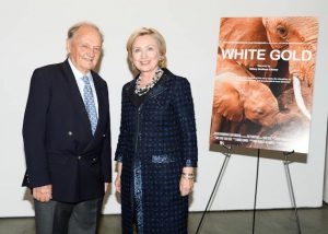 Simon Trevor and Hillary Clinton at premiere of White Gold